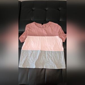 Color Block Women's Top - Pink, Gray